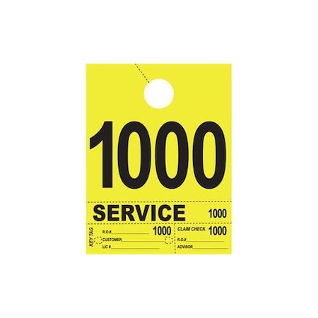 Asp 4Part Hvy-Brite Service Dispatch Numsyellow 4 Digit Set:1000-1999 Pk 2721